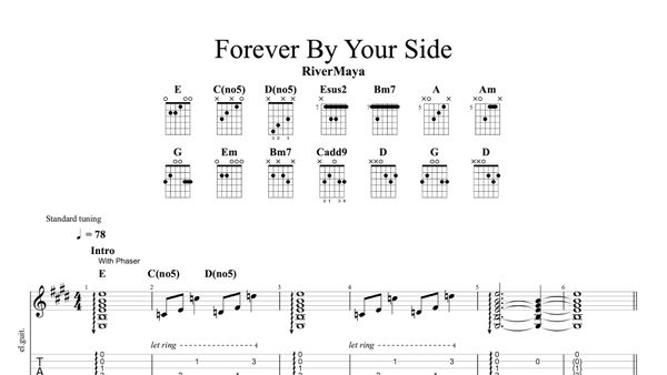 "Forever By Your Side" Guitar Parts TAB + MP3 Backing Track