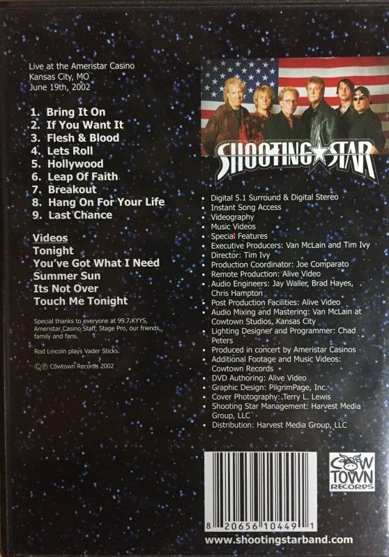 Shooting Star Tonight DVD Live at Ameristar Casino 2002 Shooting Star