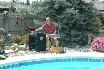 Soundman Marshal at the pool party - watch out for that dog!!
