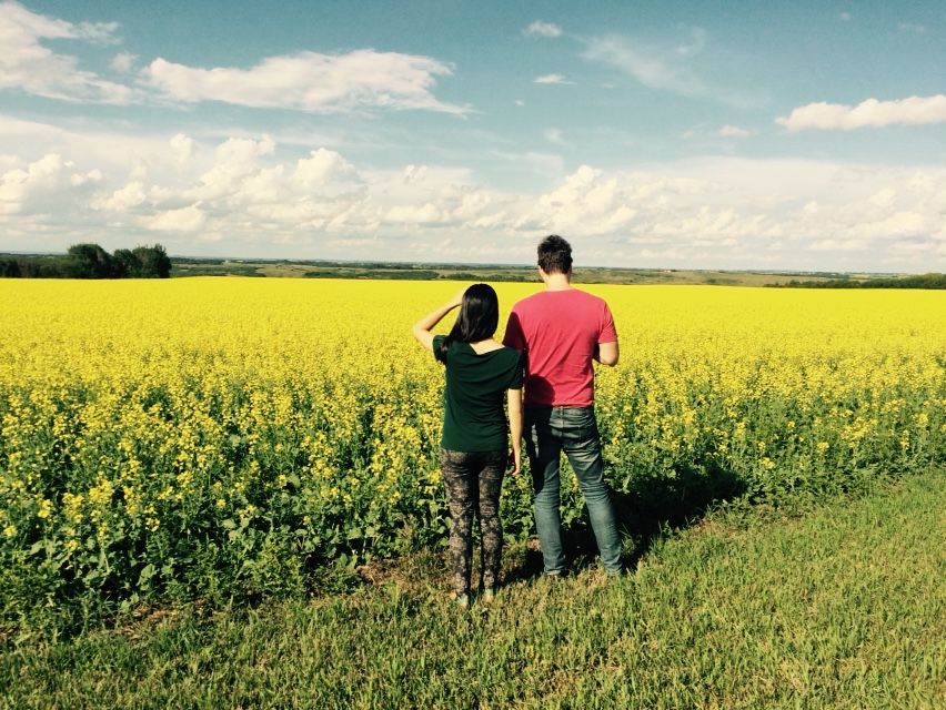 Photo by cello queen Kathleen de Caen when the prairie skies and canola fields were calling to us...