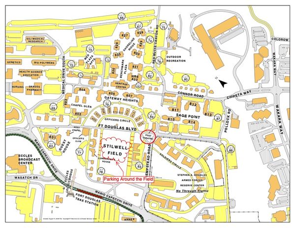 Parking for the Christmas concert is around Stilwell Field as shown above.