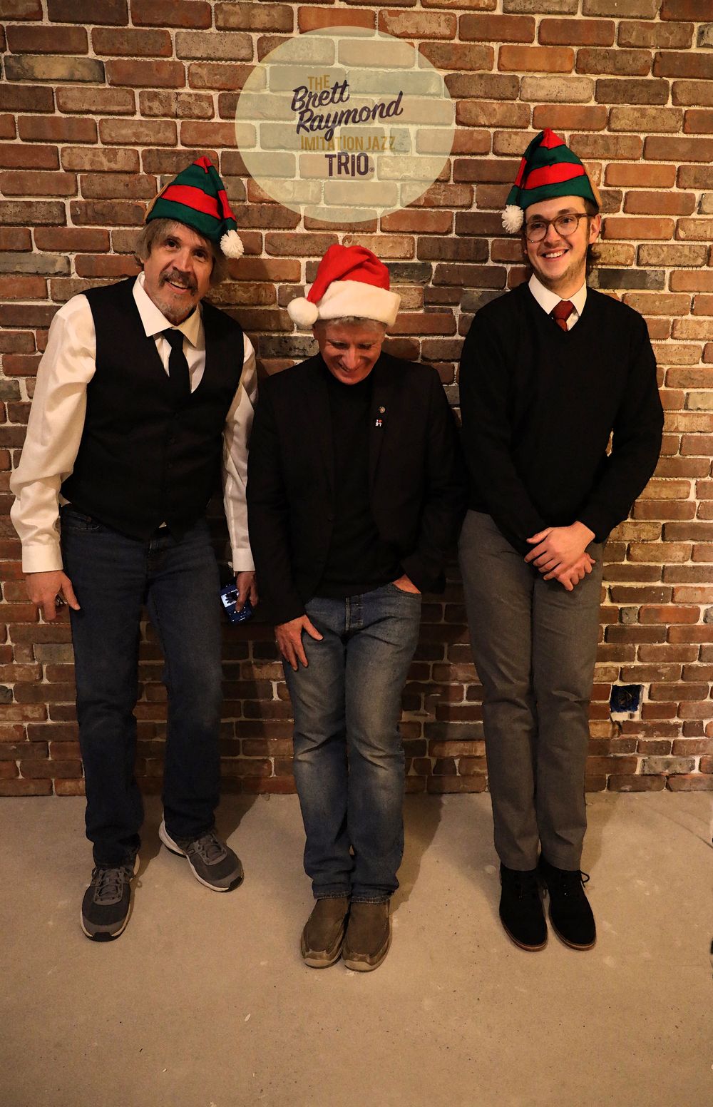 The Imitation Jazz Trio™ handsome pic in my studio getting ready for the Christmas show! Click the pic for tic link.