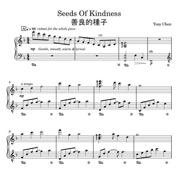 Seeds Of Kindness - Piano Sheet