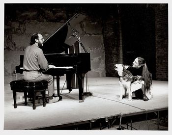 KN performs "Sonata for Piano and Dog" (1983) with Siberian Husky, "Viga" and facilitator, Patti Hagan
