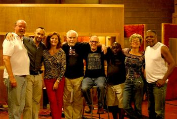 (l to r) Bob Kindred, Theo Bleckmann, Judy Niemack, Cameron Brown, KN, Miles Griffith, Janis Siegel, Billy Hart.
