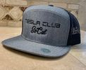 Tesla Club SoCal Flat Bill Trucker Hat- Light Grey Front/Black Back