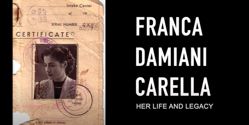 Click on image to watch this heartfelt documentary about Franca Damiani Carella's Life and Legacy.  Music featured @ 1:35 - 3:45  