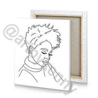Canvas Traceable Art - Black Woman Curly Cut  Print