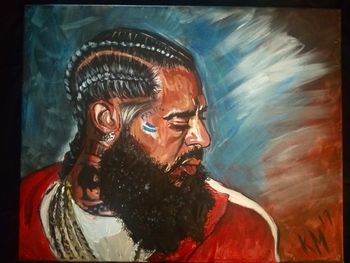 16x20" acrylic on canvas Nipsey Hussle in Red Sweats
