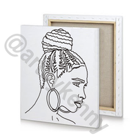 Canvas Traceable Art - Black Woman_Braids  Print
