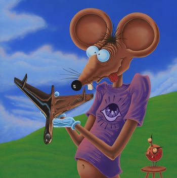 Mouse by Moss (Stanley Mouse tribute painting) 20X20 airbrush & acrylic
