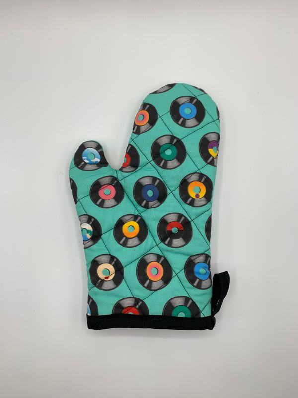 Retro Records Quilted Oven Mitt