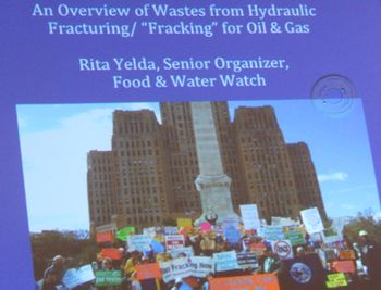 A slide from Rita Yelda's powerpoint presentation on activism to stop pipelines and fracking waste in the state of New Jersey.
