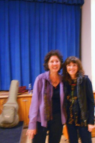 (l-r): Sharleen with singer-songwriter and activist Bev Grant at Peoples Voice Café in NYC on October 15, 2011 where we shared the evening and performed Walter Robinson's "Harriet Tubman" together.
