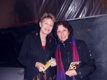 (l-r): Eliza Gilkerson, a truly great singer-songwriter, recording artist and wise woman, with Sharleen at Joe's Pub in Greenwich Village, NYC on January 9, 2012. (Red Horse Concert)
