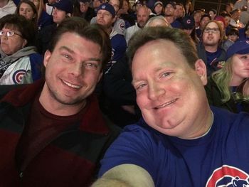 With Steve Kroeze, my college roomie and Best Man at my wedding, at a Cubs playoff game!
