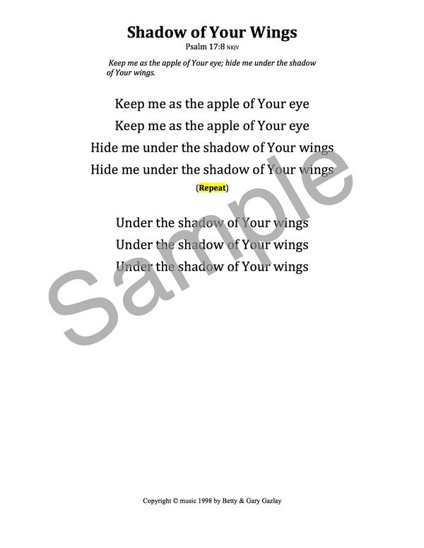 Shadow of Your Wings - Lyrics - (PDF)