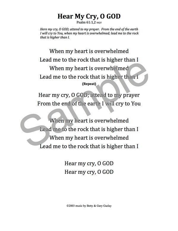 Hear My Cry - (PDF)