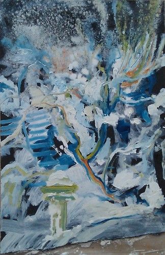 'Garden Snow 2' 35 x approx 45cm due to uneven height (deliberate :) ) acrylic on board £350

