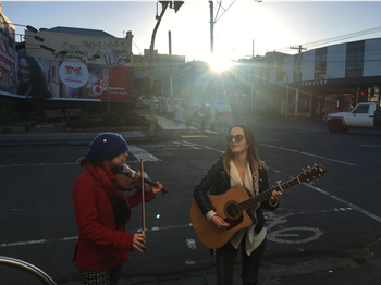 Busking with Macaila in Melbourne, VIC, Australia
