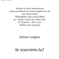 "Te souviens-tu?" version 2013-audio for the score on C.M.C.; audio pour partition sur C.M.C. de Musique Jérôme Langlois Music
