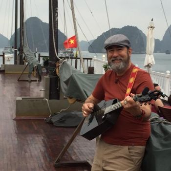 Struming aboard the Indochine Sails, Halong Bay
