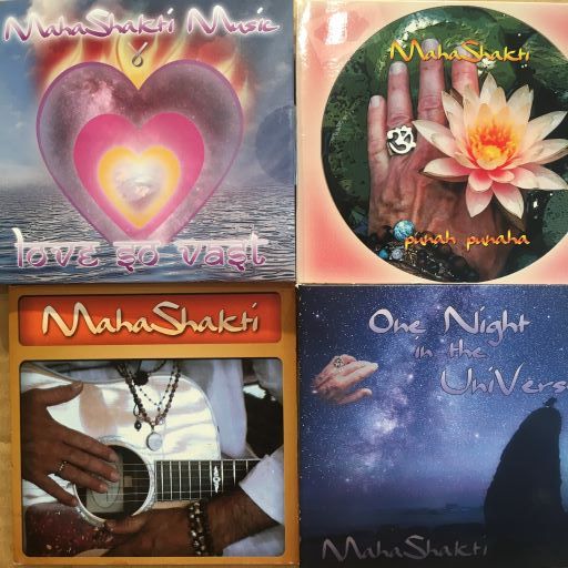 MahaShaki Music discography: 
top left to right:
Dec 2020, Love So Vast
March 2013: punah, punaha

Bottom left to right
Oct 2011:  Music for the Mind & Spirit
Oct  2015: One Night in the UniVerse