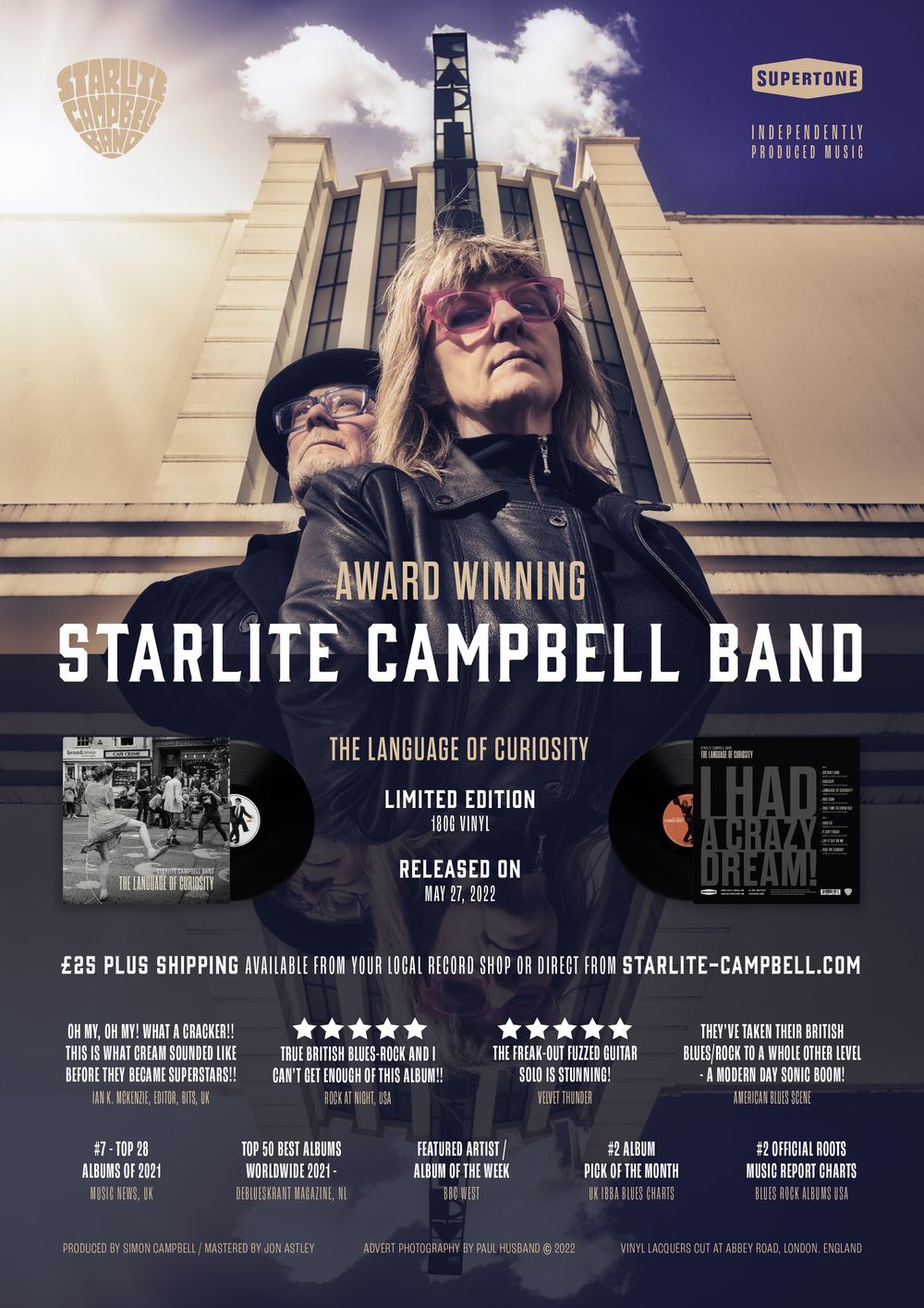180g vinyl of Starlite Campbell band's new album The Language of Curiosity released May 27, 2022