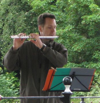 Sounding out the Baroque classics, solo on Chester's bandstand during the 2010s
