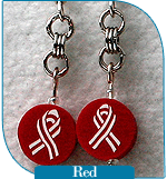 Dories Designs Chain Maille Jewelry Red Ribbon Earrings