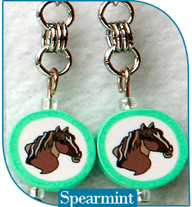 Dories Designs Chain Maille Jewelry spearmint Horse Earrings