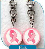 Dories Designs Chain Maille Jewelry Pink Ribbon Earrings