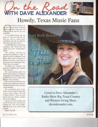 Check out Dave Alexander's review of my album, "Texas Star".  You can purchase the a CD or a download on the "Music" tab.