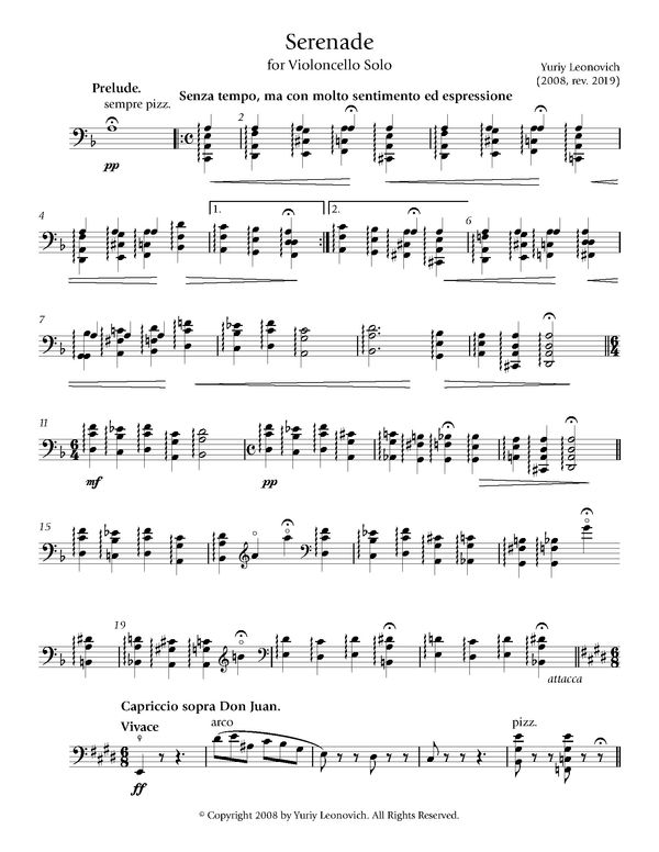 Leonovich - Serenade for Cello Solo