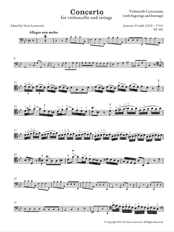 Vivaldi - Cello Concerto in C minor, RV 401 (Urtext Edition, Piano)