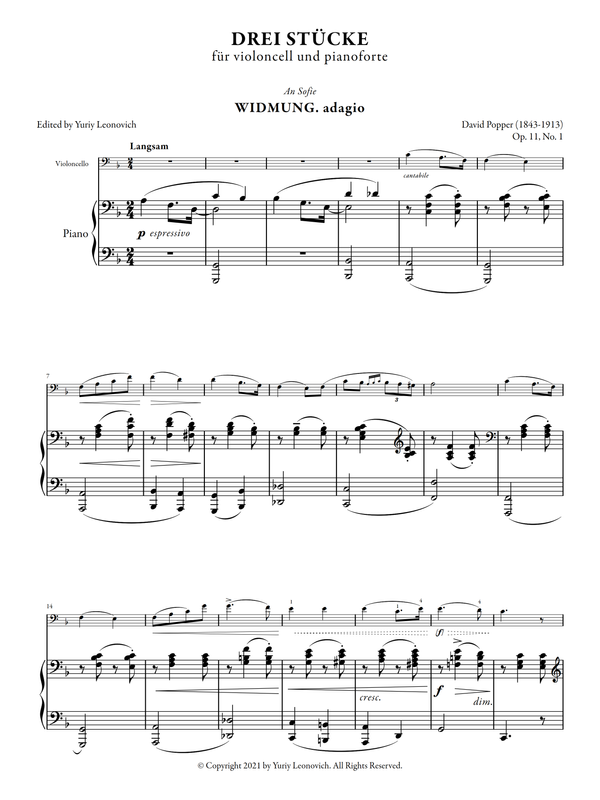 Popper - Widmung, Humoreske, and Mazurka No. 1, Op. 11 (Urtext Edition)