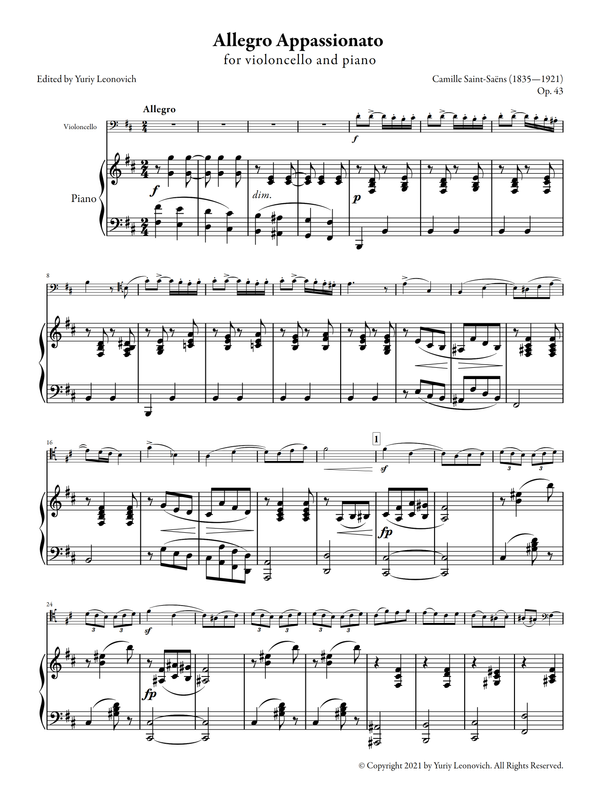 Saint-Saens - Allegro Appassionato, Op. 43 (Urtext Edition)