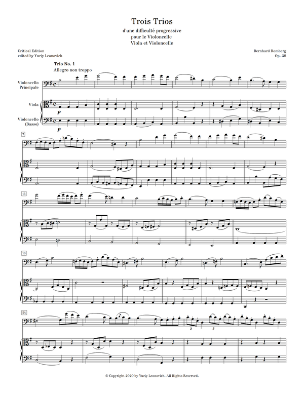 Romberg - 3 Trios (Sonatas), Op. 38 (Urtext Edition)
