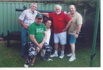 Frank Ifield, Dave Cook, Dale, Berrise & Rick at farewell BBQ
