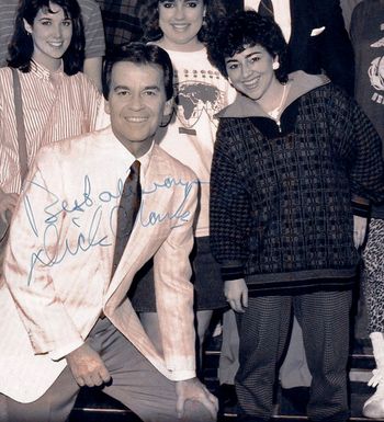 with DICK CLARK, on the set of AMERICAN BANDSTAND
