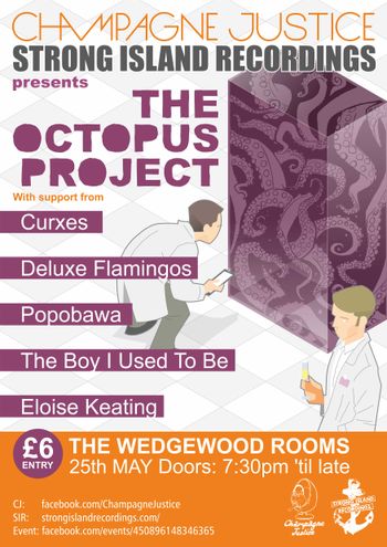25th May 2014: Wedgewood Rooms (with The Octopus Project and Deluxe Flamingos), Southsea, UK. Poster design by Stu Linfield.
