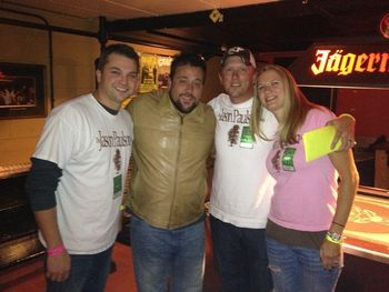 Our Manager Jeff and Our Merch help Timmy and Bretta hanging out with Uncle Kracker before we opened for him in Minneapolis.
