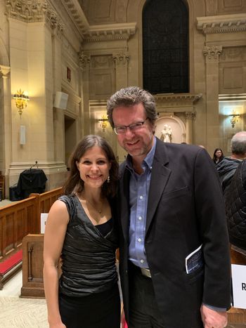 Conductor Evelyn DeGraf with composer Kile Smith after the NY premiere of his masterpiece The Arc in the Sky
