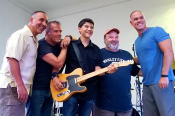 Jake with members of the B Street Band at the Paramus bandshell, along with Paramus Mayor (right) and councilman (left).
