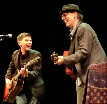 Jake on stage with John Hiatt at the South Orange Performing Arts Center (SOPAC).
