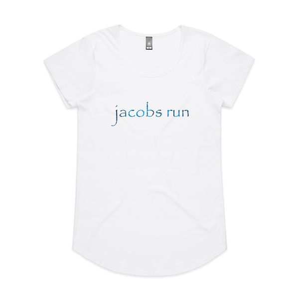 PRE-ORDER: Jacobs Run - Women's Mali Tee with Blue Text