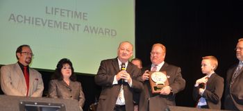 John Moody accepts the 2013 MAGMA Lifetime Achievement Award.
