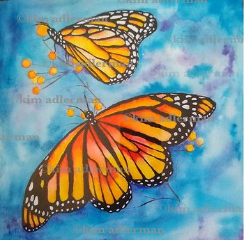 Monarch I, Mixed Media  12  3/4 x 12  3/4 $225 framed/3 Monarchs for $600
