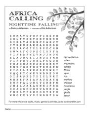 Africa Calling wordsearch