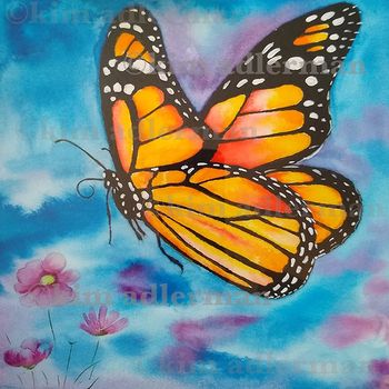 Monarch III, Mixed Media  12  3/4 x 12  3/4 $225 framed/3 Monarchs for $600
